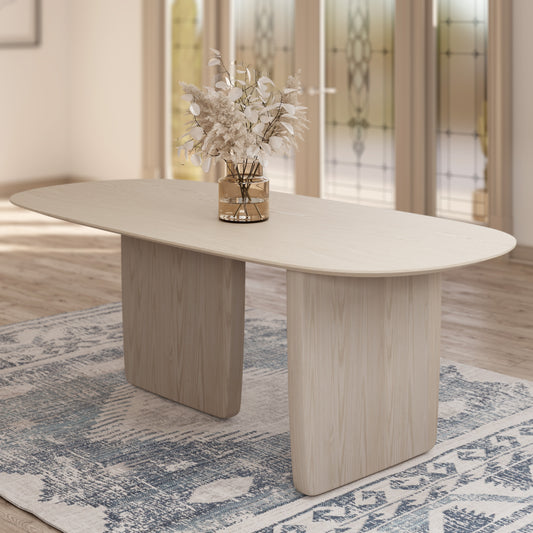 Liv Solid Ash Oval Dining Table in White Sand