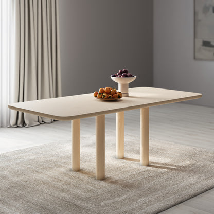 Liv Solid Ash Rectangular Dining Table in White Sand