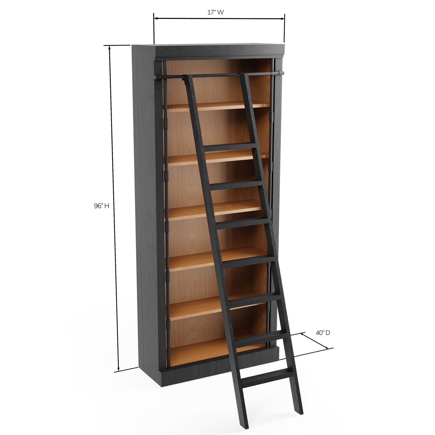 96 INCH BOOKCASE WITH LOVELAND INTERIOR & VAIL EXTERIOR