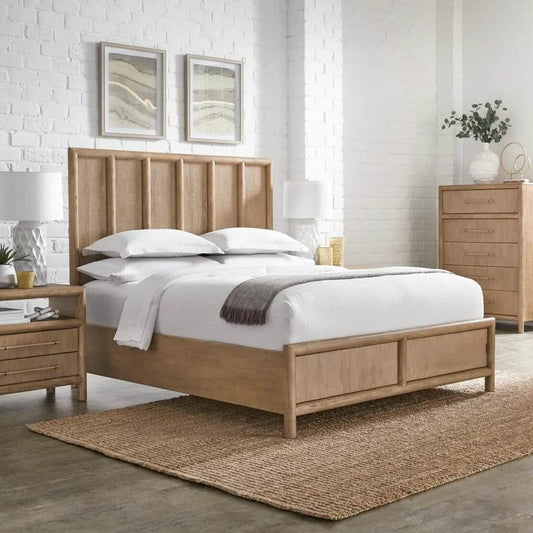 Dorsey Wooden Panel Bed in Granola