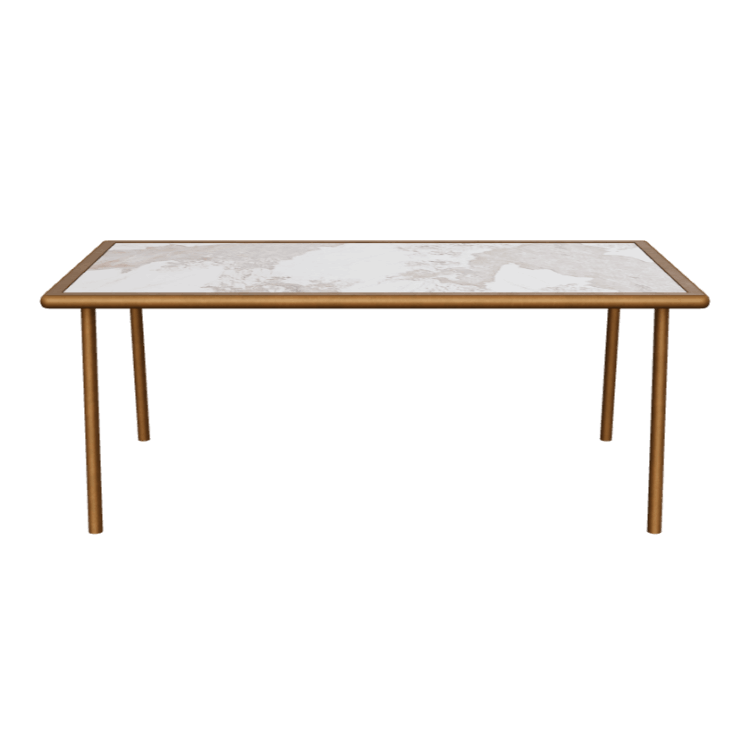 Tulum Stone Top Dining Table with Bronze Metal Base