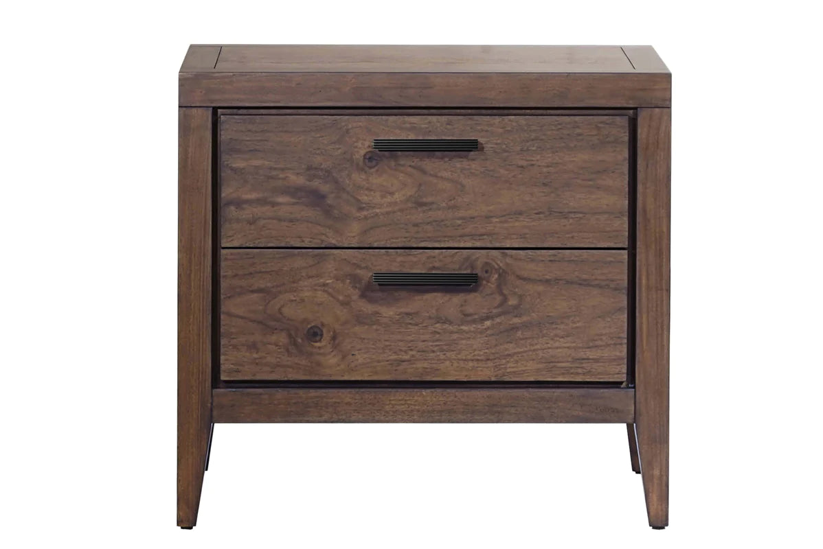 Boracay Two Drawer USB Charging Nightstand in Wild Oats Brown