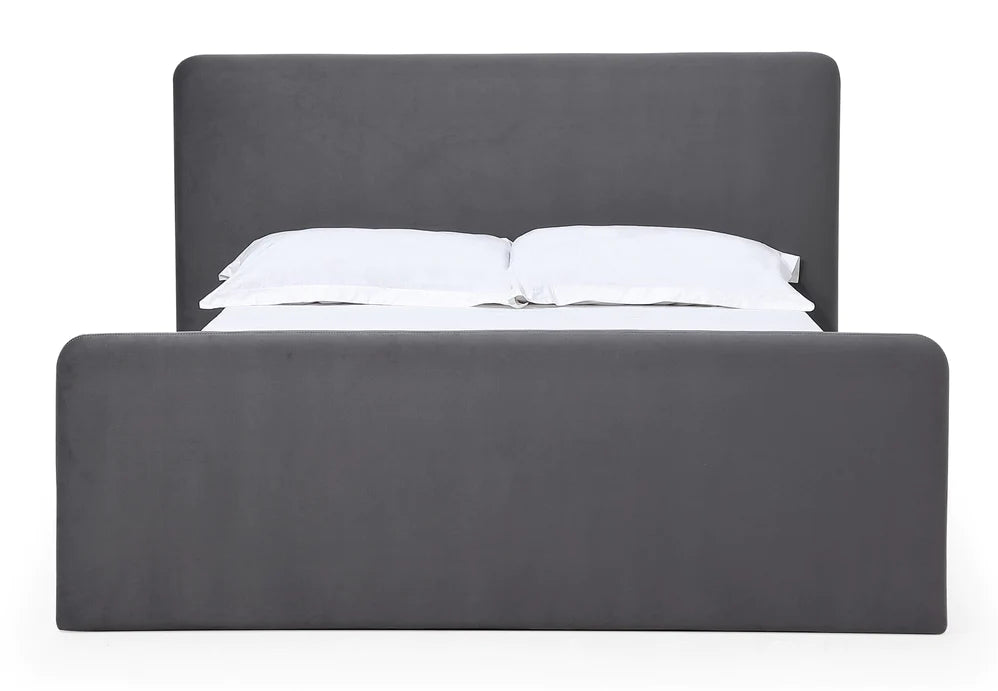 Elora Fully Upholstered Platform Bed in Charcoal Velvet