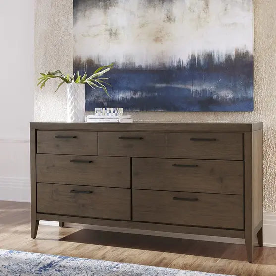 Boracay Seven Drawer Walnut Dresser in Wild Oats Brown